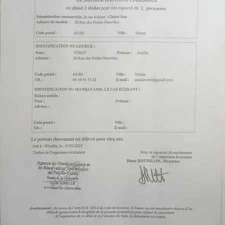 Verton, Les Du Fliers Meubles De Tourisme Classes 2 Etoiles De Berck Sur