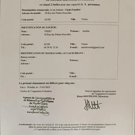 בקתה Verton, Les Du Fliers Meubles De Tourisme Classes 2 Etoiles De Berck Sur