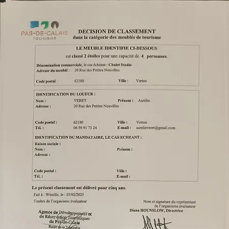 Verton, Les Du Fliers Meubles De Tourisme Classes 2 Etoiles De Berck Sur